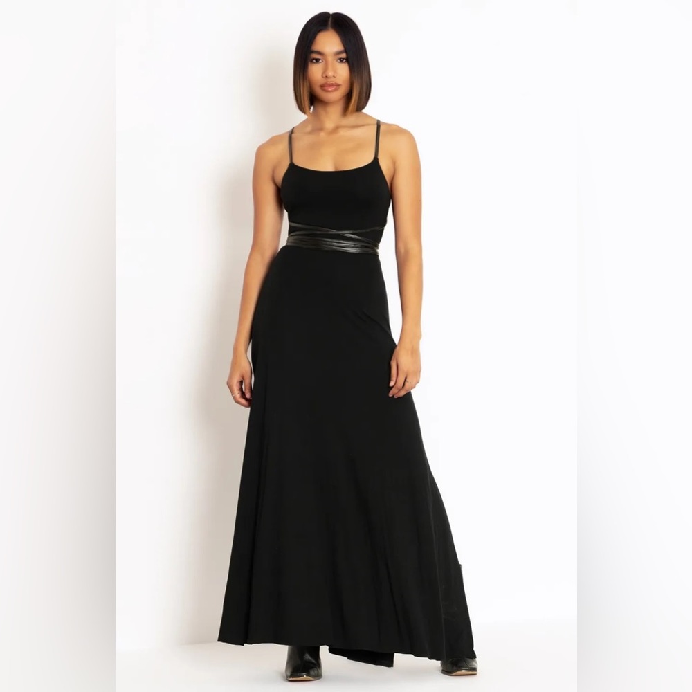 BLACKMILK Dark Goddess TIE DRESS! Vegan Leather Multi-way Straps Witchy Gothic